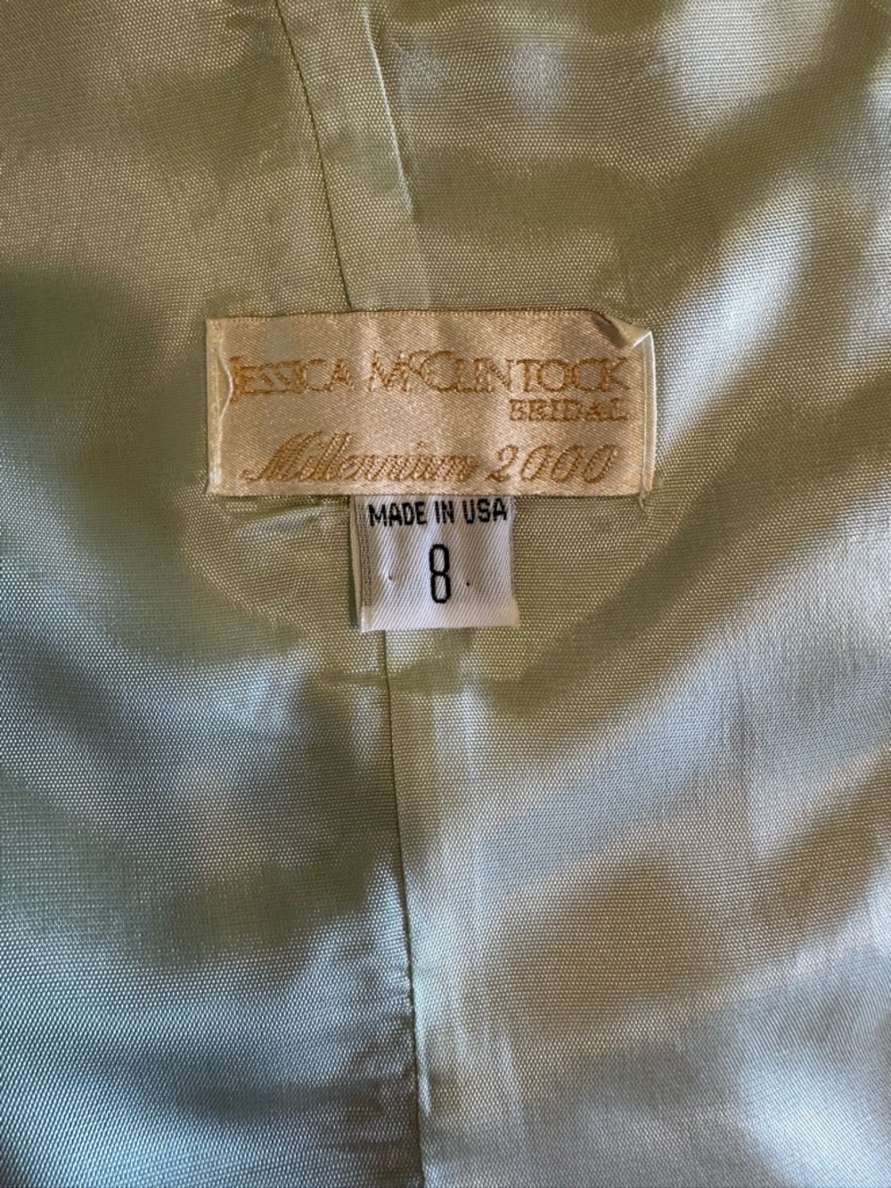 Jessica McClintock Strapless Mint Satin Dress - Size 8 - Picture 6 of 8